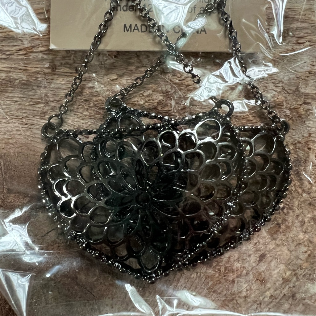 Gunmetal Earrings, Filigree Earrings, Black Metal Earrings, Metal Lace